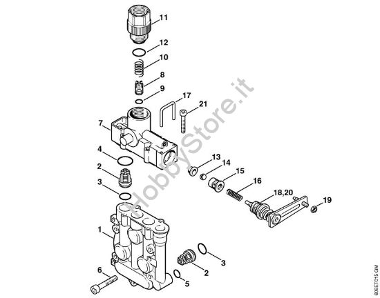 Blocco valvole, unità  regolatrice di sicurezza Idropulitrice elettrica (RE) RE 105 K della marca STIHL